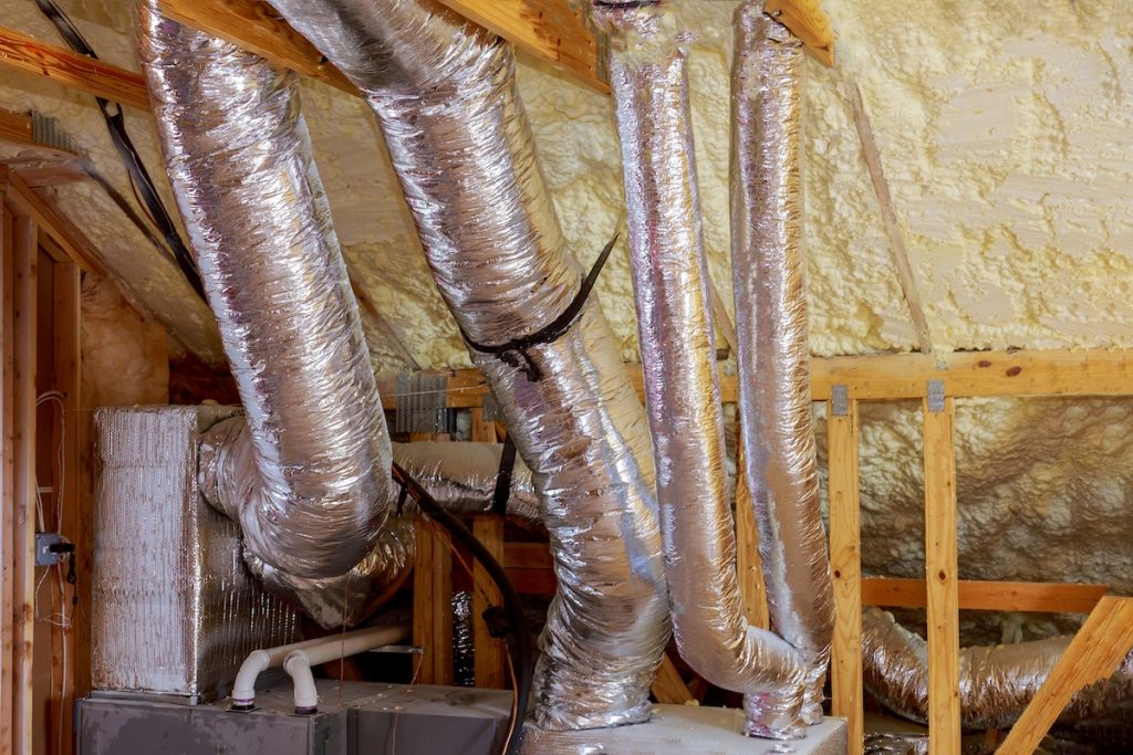 A home's interior air duct system. 