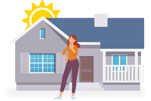 An animation of a girl in front of a house. PACE program Florida.